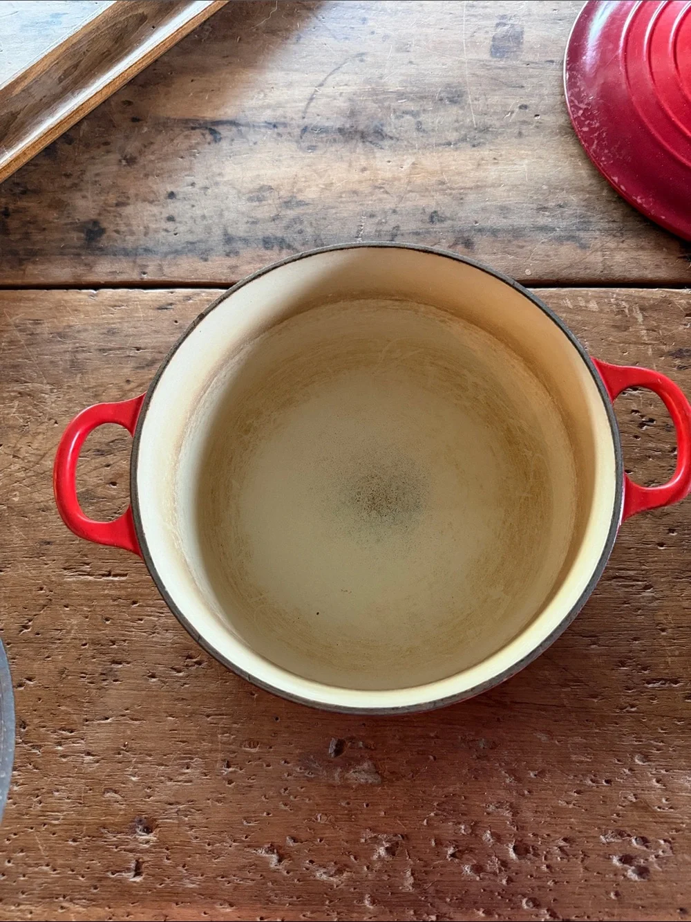 Le Creuset Red Enamel Dutch Oven 22 with Black Knob